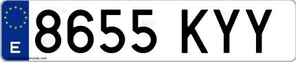 Ejemplo de matrícula española 8655 KYY