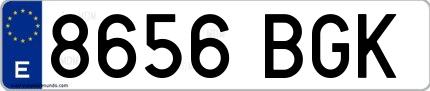 Ejemplo de matrícula española 8656 BGK
