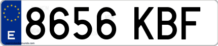 Ejemplo de matrícula de coche ordinaria 8656 KBF