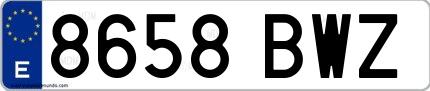 Ejemplo de matrícula española 8658 BWZ