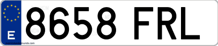 Ejemplo de matrícula de coche ordinaria 8658 FRL