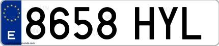 Ejemplo de matrícula española 8658 HYL