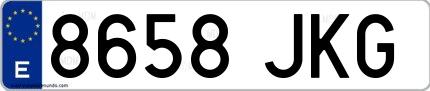 Ejemplo de matrícula española 8658 JKG