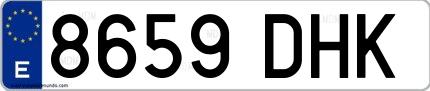 Ejemplo de matrícula española 8659 DHK