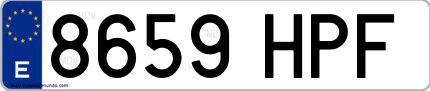 Ejemplo de matrícula española 8659 HPF