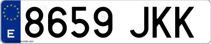 Ejemplo de matrícula española 8659 JKK