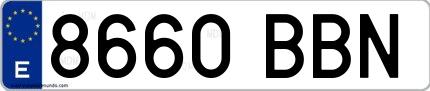 Ejemplo de matrícula española 8660 BBN