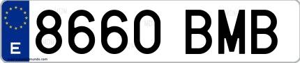 Ejemplo de matrícula española 8660 BMB