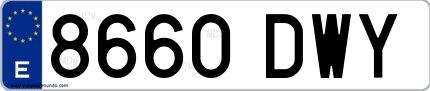 Ejemplo de matrícula española 8660 DWY