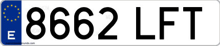 Ejemplo de matrícula de coche ordinaria 8662 LFT