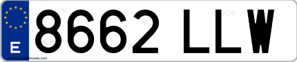 Ejemplo de matrícula de coche ordinaria 8662 LLW