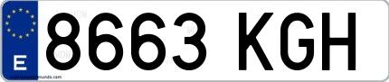 Ejemplo de matrícula española 8663 KGH
