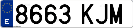 Ejemplo de matrícula de coche ordinaria 8663 KJM