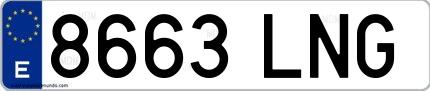 Ejemplo de matrícula española 8663 LNG