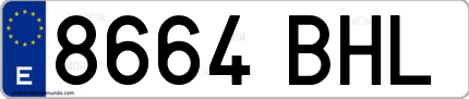 Ejemplo de matrícula de coche ordinaria 8664 BHL