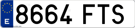 Ejemplo de matrícula de coche ordinaria 8664 FTS
