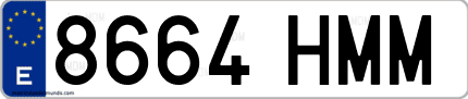 Ejemplo de matrícula de coche ordinaria 8664 HMM