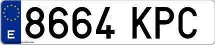 Ejemplo de matrícula española 8664 KPC