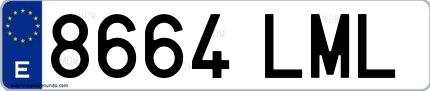 Ejemplo de matrícula española 8664 LML