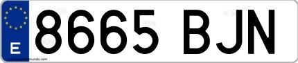 Ejemplo de matrícula española 8665 BJN