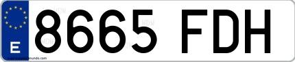 Ejemplo de matrícula española 8665 FDH