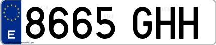 Ejemplo de matrícula española 8665 GHH