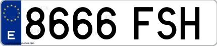 Ejemplo de matrícula española 8666 FSH