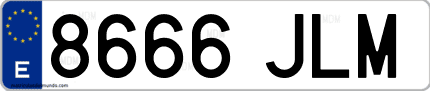 Ejemplo de matrícula de coche ordinaria 8666 JLM