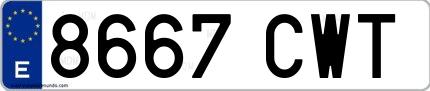 Ejemplo de matrícula española 8667 CWT