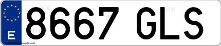 Ejemplo de matrícula española 8667 GLS
