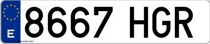 Ejemplo de matrícula española 8667 HGR