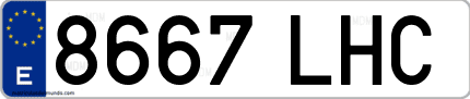 Ejemplo de matrícula de coche ordinaria 8667 LHC
