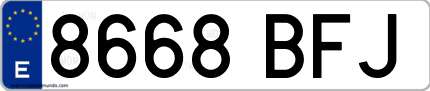 Ejemplo de matrícula de coche ordinaria 8668 BFJ