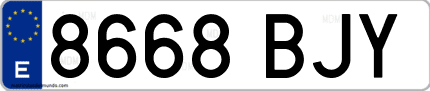 Ejemplo de matrícula de coche ordinaria 8668 BJY