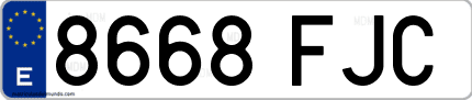 Ejemplo de matrícula de coche ordinaria 8668 FJC