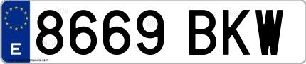 Ejemplo de matrícula española 8669 BKW