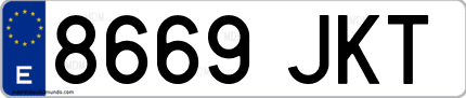 Ejemplo de matrícula de coche ordinaria 8669 JKT
