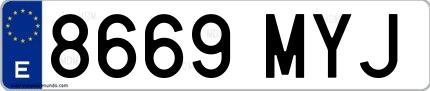 Ejemplo de matrícula española 8669 MYJ