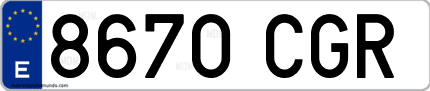 Ejemplo de matrícula de coche ordinaria 8670 CGR