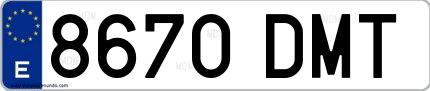 Ejemplo de matrícula española 8670 DMT