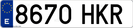 Ejemplo de matrícula de coche ordinaria 8670 HKR