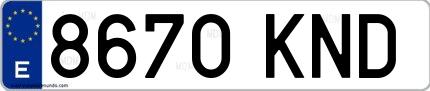Ejemplo de matrícula española 8670 KND