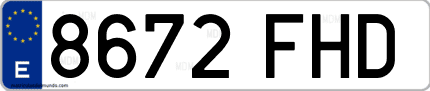 Ejemplo de matrícula de coche ordinaria 8672 FHD