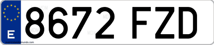 Ejemplo de matrícula de coche ordinaria 8672 FZD