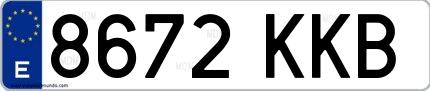 Ejemplo de matrícula española 8672 KKB