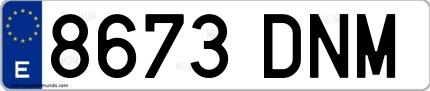 Ejemplo de matrícula española 8673 DNM