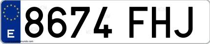 Ejemplo de matrícula española 8674 FHJ