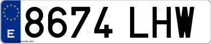 Ejemplo de matrícula española 8674 LHW
