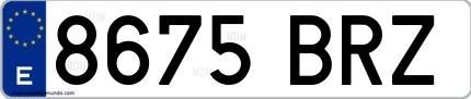 Ejemplo de matrícula española 8675 BRZ