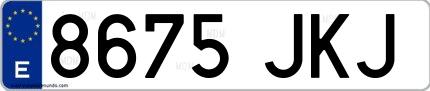 Ejemplo de matrícula española 8675 JKJ